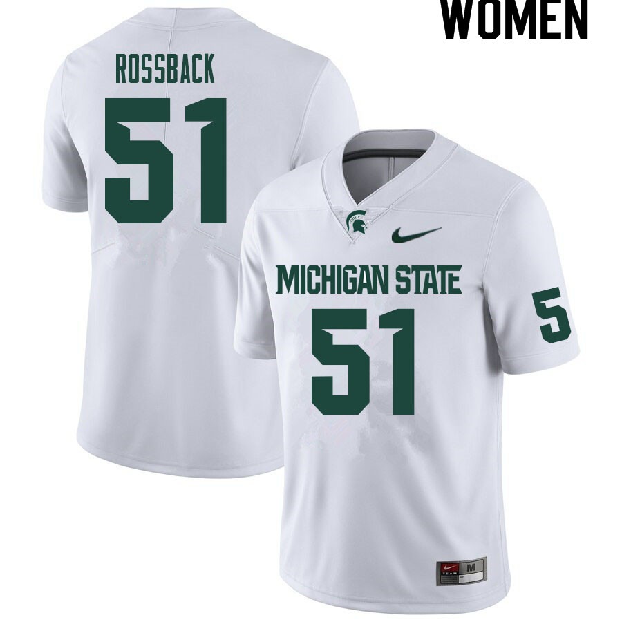 Women #51 Nolan Rossback Michigan State Spartans College Football Jerseys Sale-White